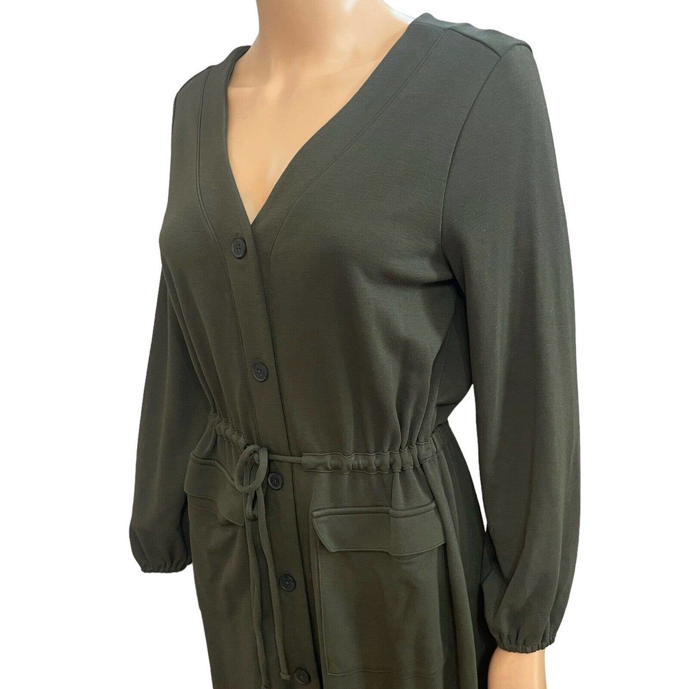 Old Navy Ponte Knit Utility Dress Long Sleeve Button Down - Picture 2 of 5